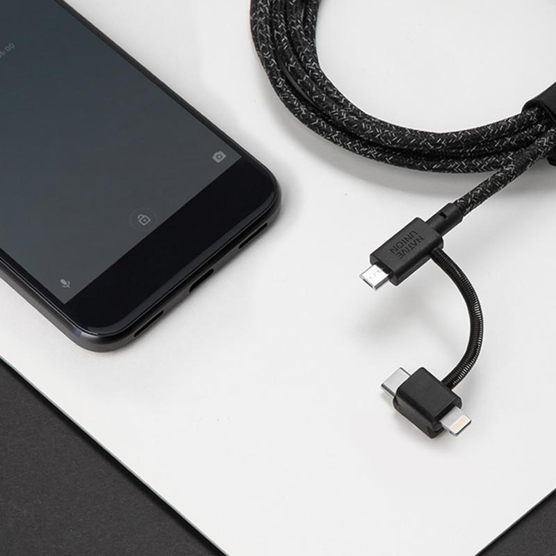 BELT CABLE UNIVERSAL ROSE (USB-A TO MICRO-USB, LIGHTNING AND USB-C)